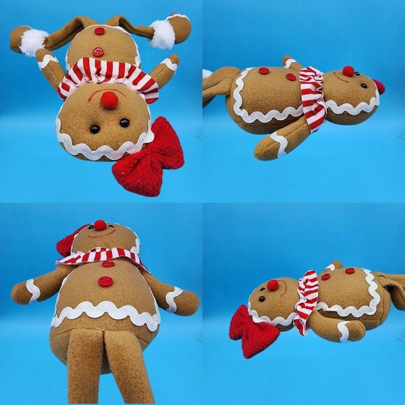 Gingerbread Girl Gingerbread Boy Shelf Sitters Christmas Decor Chef Hat Bow Set - Picture 4 of 8